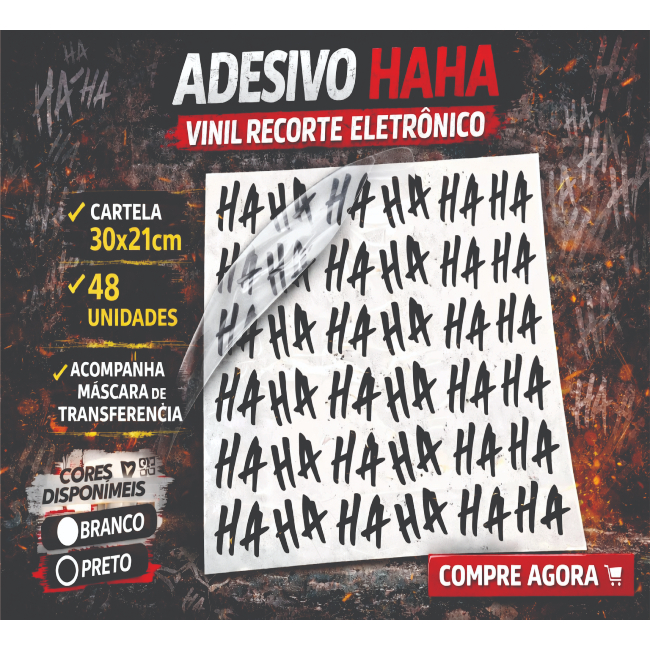 KIT CARTELA 48 ADESIVOS HAHA PARA MOTO PARALAMA CARRO BIKE