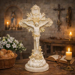 Cruz de Mesa Imagem Religiosa Crucifixo de Resina 31,5cm Envio Imediato