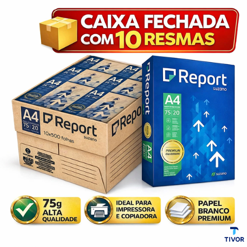 Kit 10 Pacotes Resma Papel A4 75g Branco Escolas Escritório Papelarias