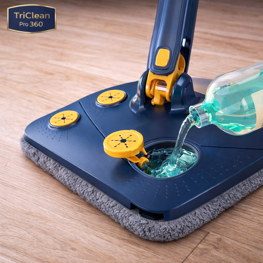 Mop Limpeza Giratorio 360 Grau Base Triangular Alto Alcance Facil Uso Resistente