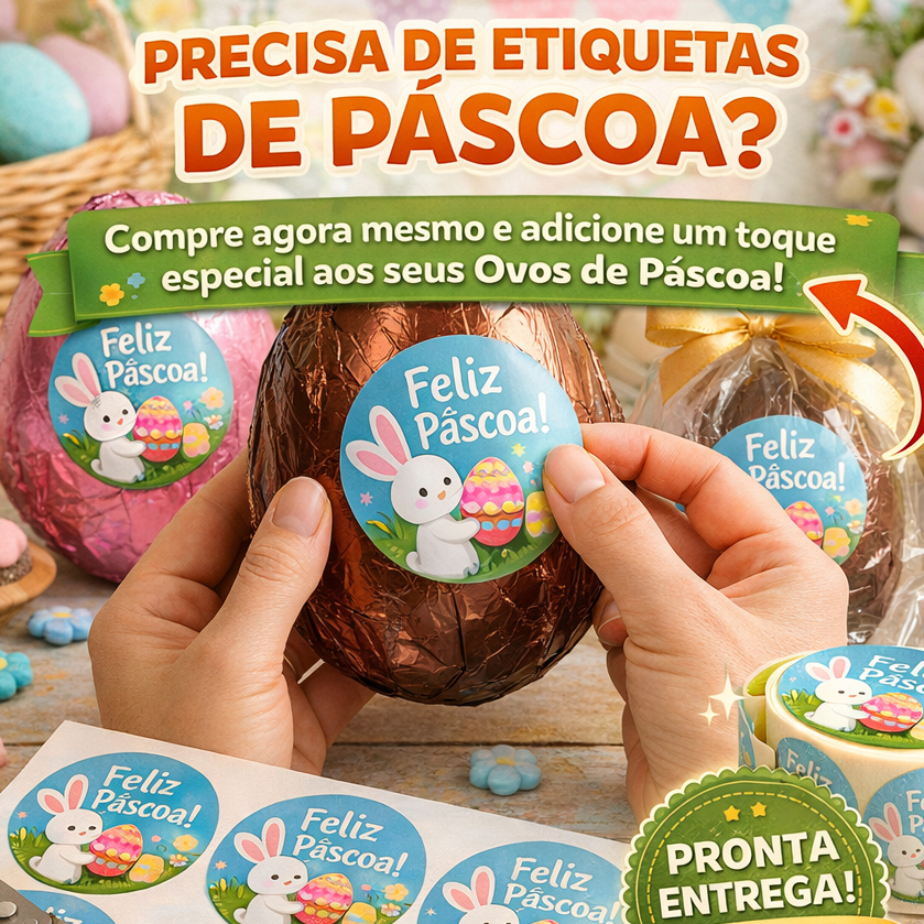 Etiqueta de Páscoa - Adesivo Ovo de Páscoa - Adesivo Glossy Paper (Auto Brilho)