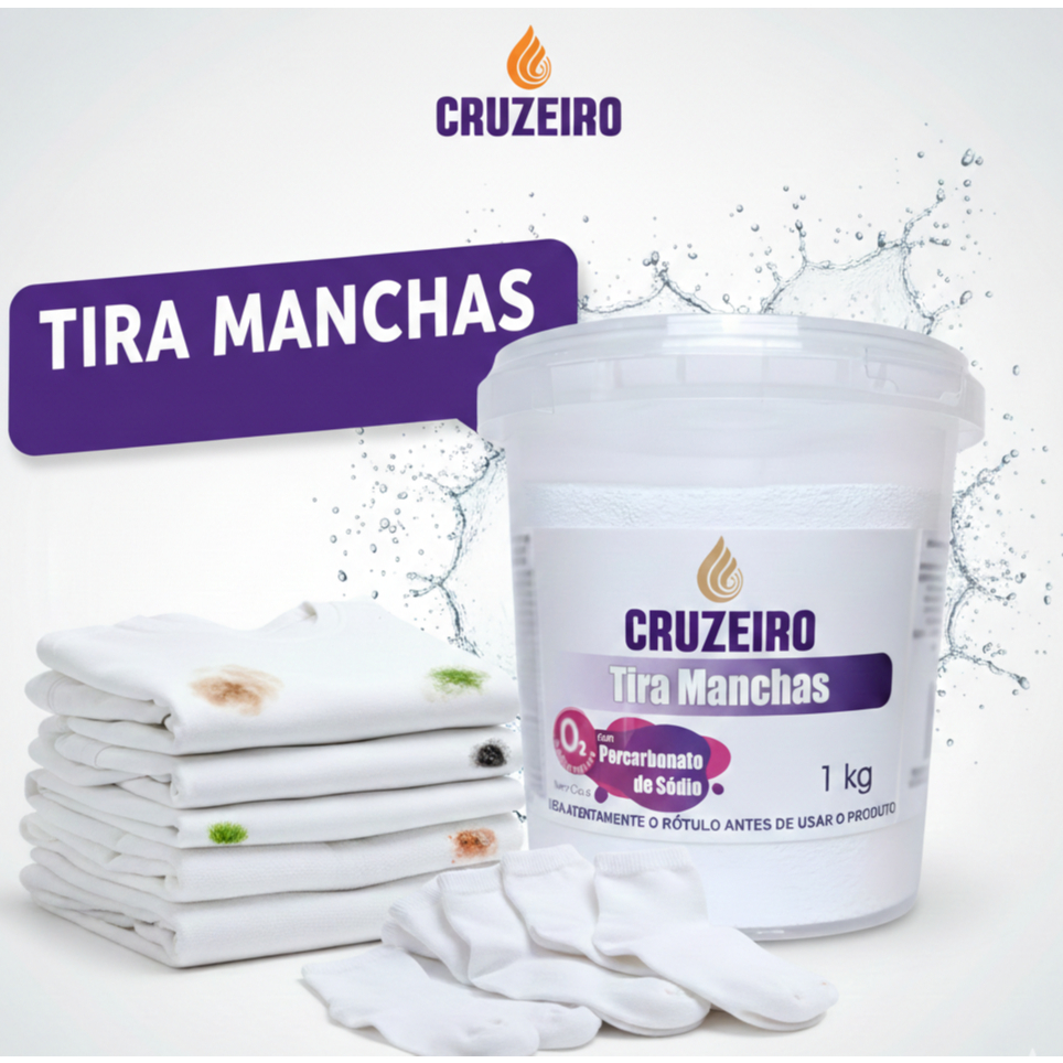 Percarbonato Tira Manchas Branqueador Cruzeiro 1kg-  para uniformes, panos de prato e roupas de cama
