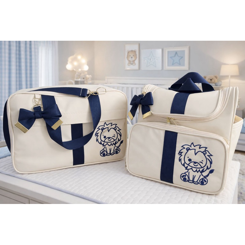 Bolsa Saída Maternidade, Super Luxo, BORDADAS,kit Com 2 Peças, Mala G,Mochila 3D 2 em 1 .IMPERMEAVEL.menino e menina....
