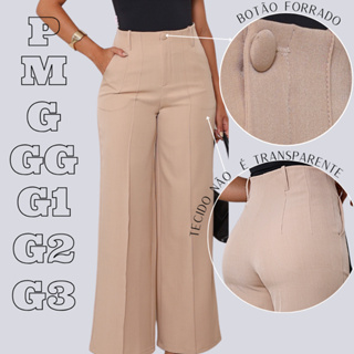 Calça Pantalona Feminina LuisTwill Alfaiataria Cintura Alta em Oferta na Shopee