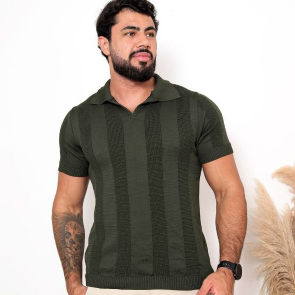 Camiseta Gola Polo Tricot Texturizada Masculina Clássica Moderna em Oferta na Shopee