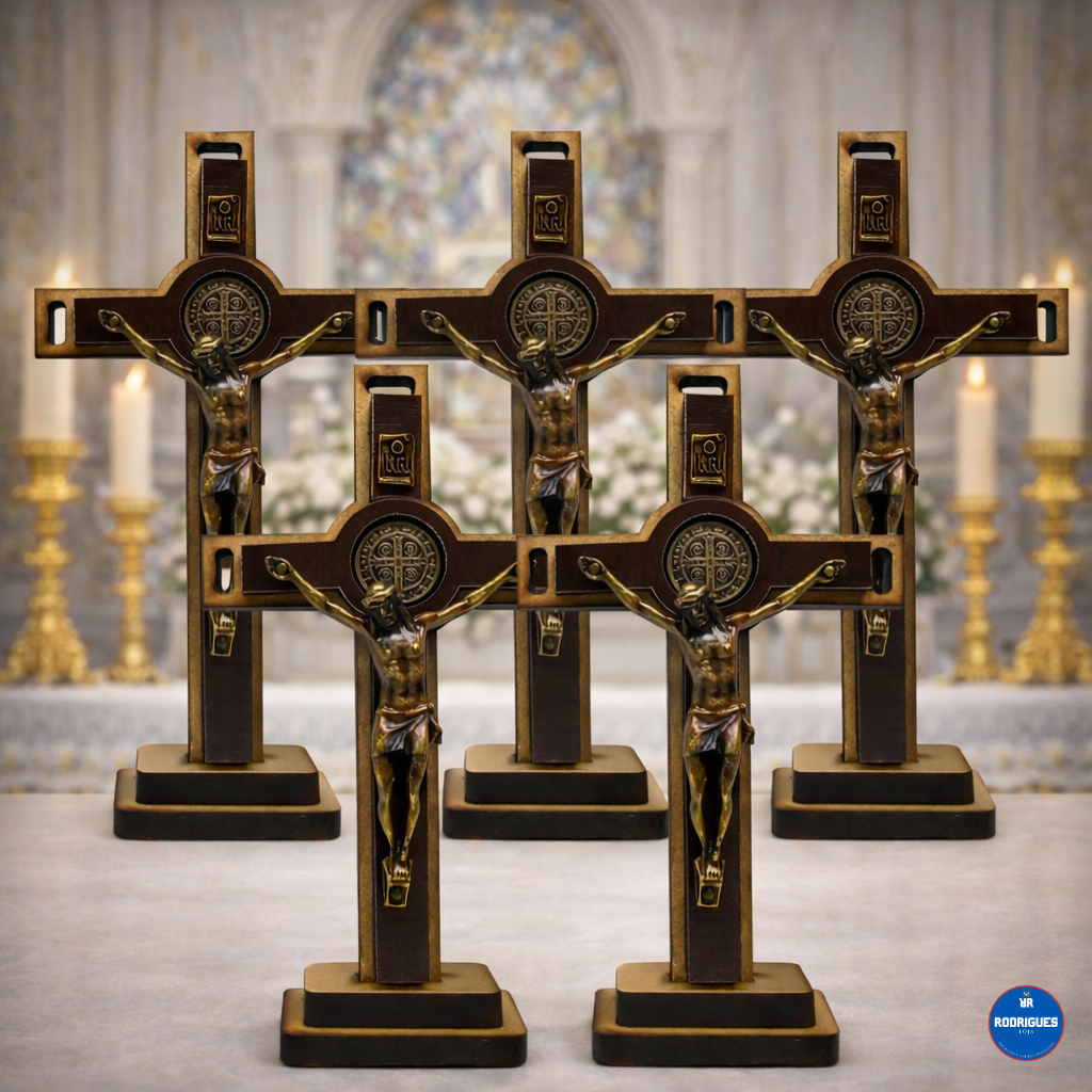 kit 10 unidades Cruz Crucifixo Madeira 15 cm São Bento em Oferta na Shopee