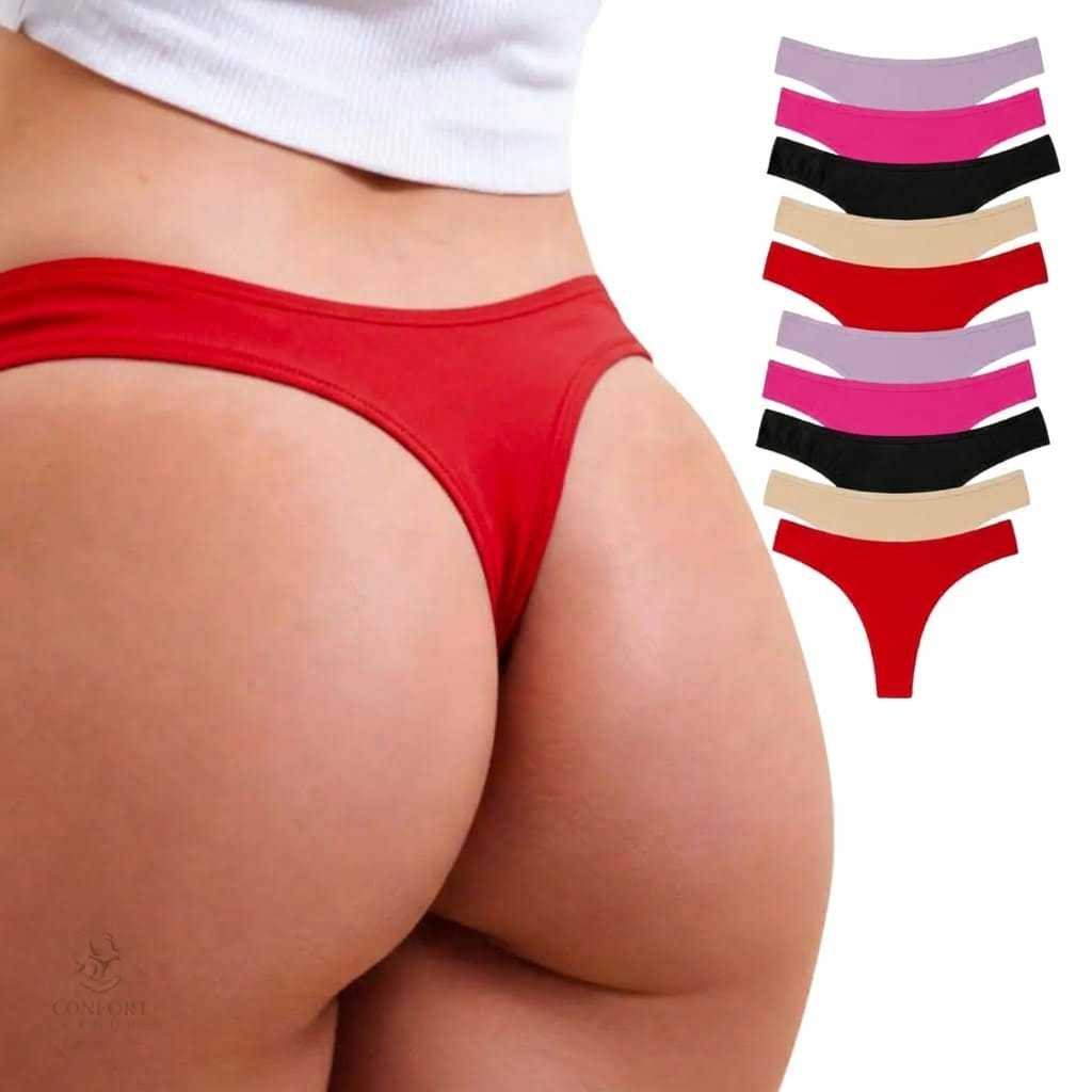 Kit 10 ou 5 Calcinhas Fio Dental Algodão Cotton Conforto Feminina Forro 100% Algodão Atacado