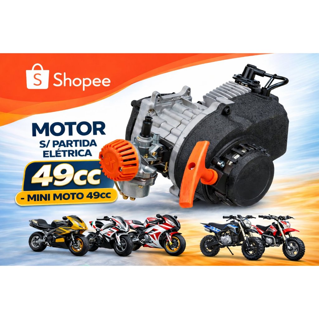 Motor S/ Partida Elétrica 49cc 2 t - Mini Quadriciclo / Moto