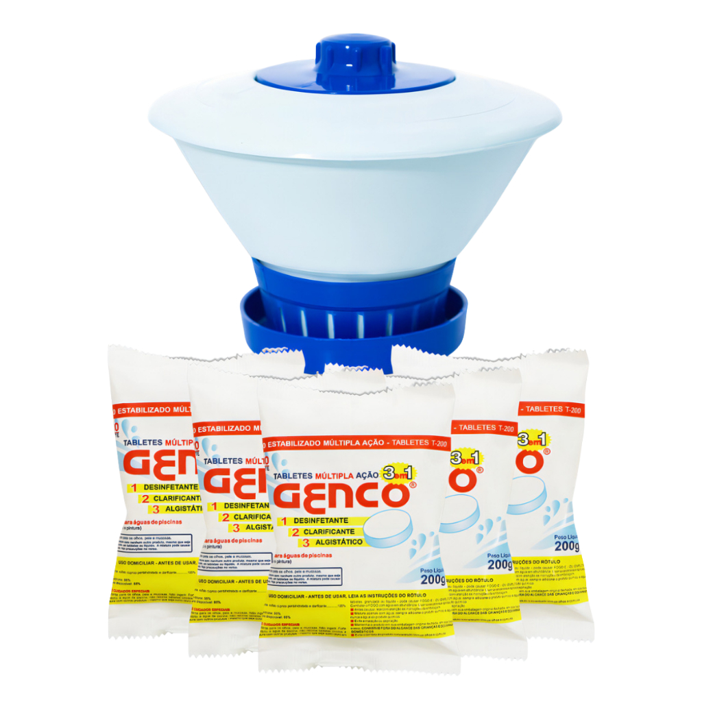 Kit Clorador Flutuante Brustec Margarida 5 Genco 3 em Piscina