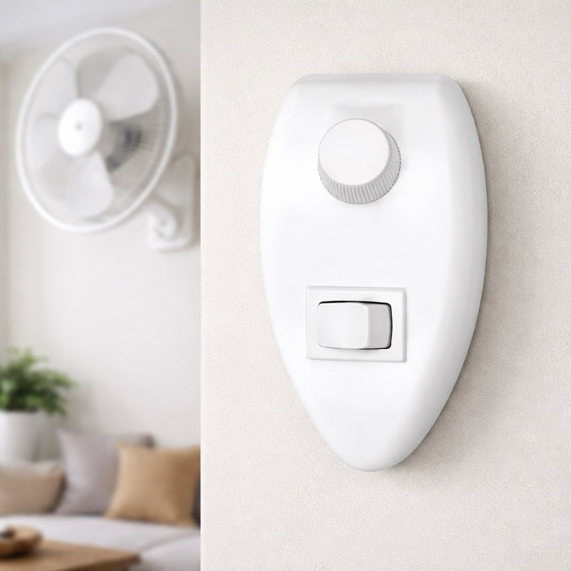 Controle Velocidade Ventilador Parede Sobrepor e Tecla Branco (02-03)