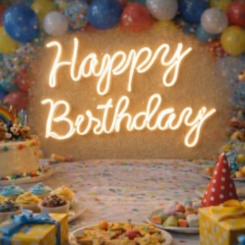 Modelo 2 - Neon Luminária luminoso Led- Happy Birthday feliz aniversário festa letreiro luminoso decoração 42cm/Neon 5mm