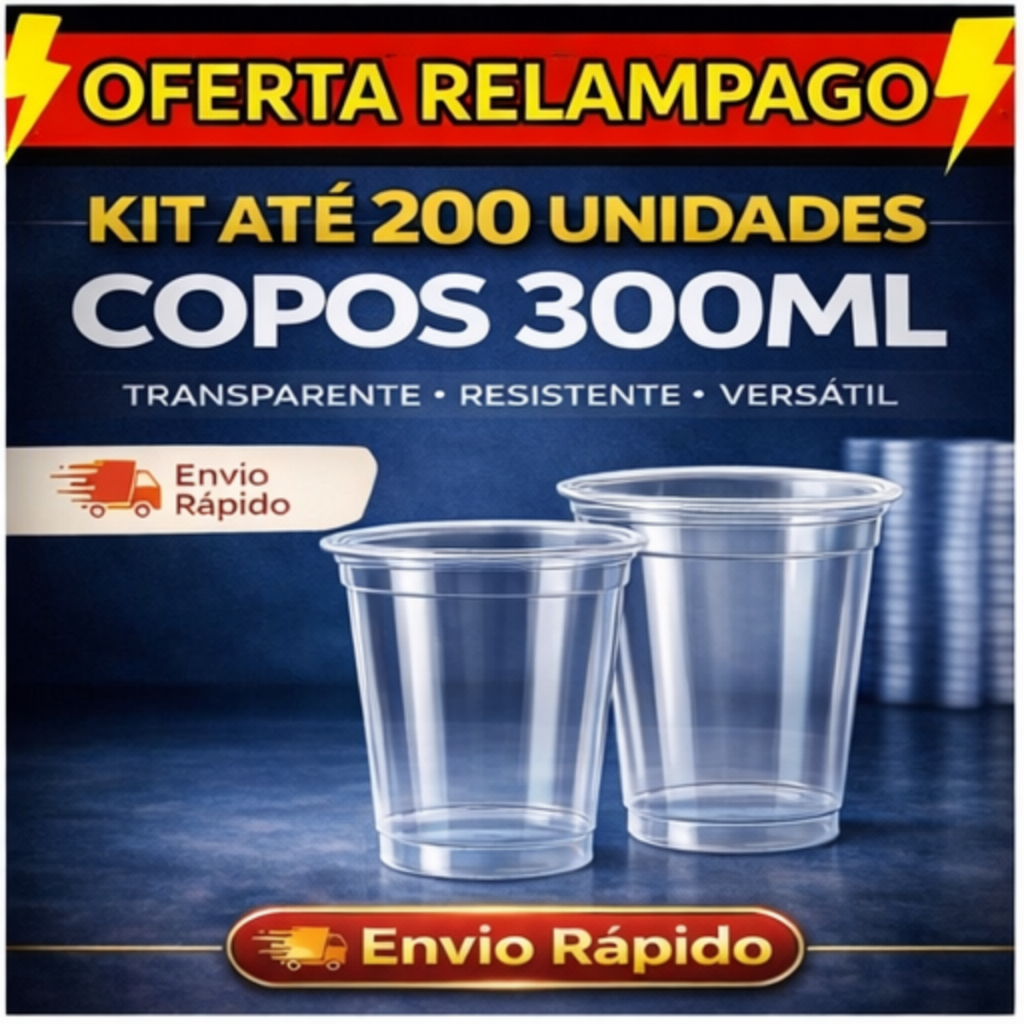 Kit Copos Descartável Transparente Plástico Versátil Higiênico 300ml em Oferta na Shopee