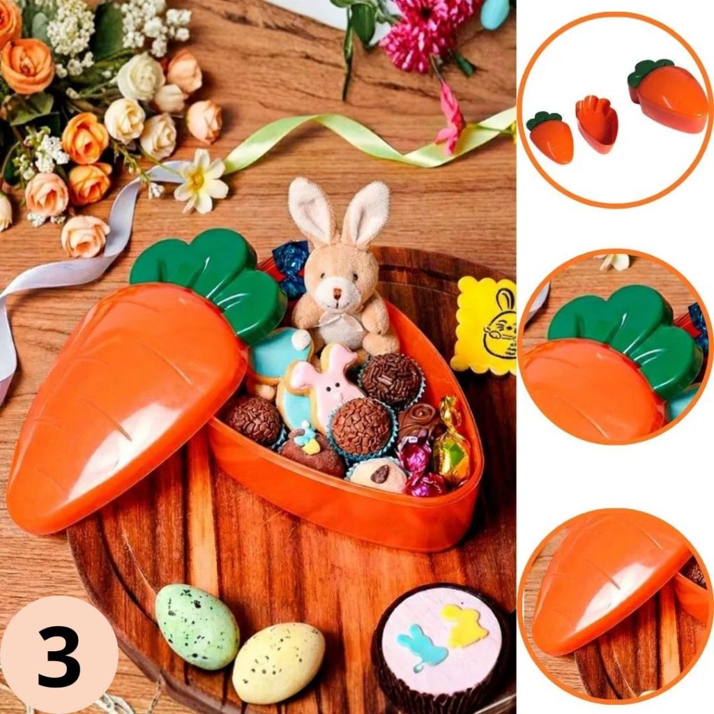 3 CAKE BOX PÁSCOA CENOURA C/ TAMPA (750 mL)  LARANJA E VERDE  (BLUE STAR) em Oferta na Shopee