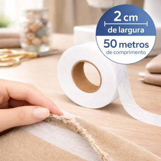 Bainha Mágica Entretela Termocolante  Dupla Face 1,5cm x 50 Metros em Oferta na Shopee