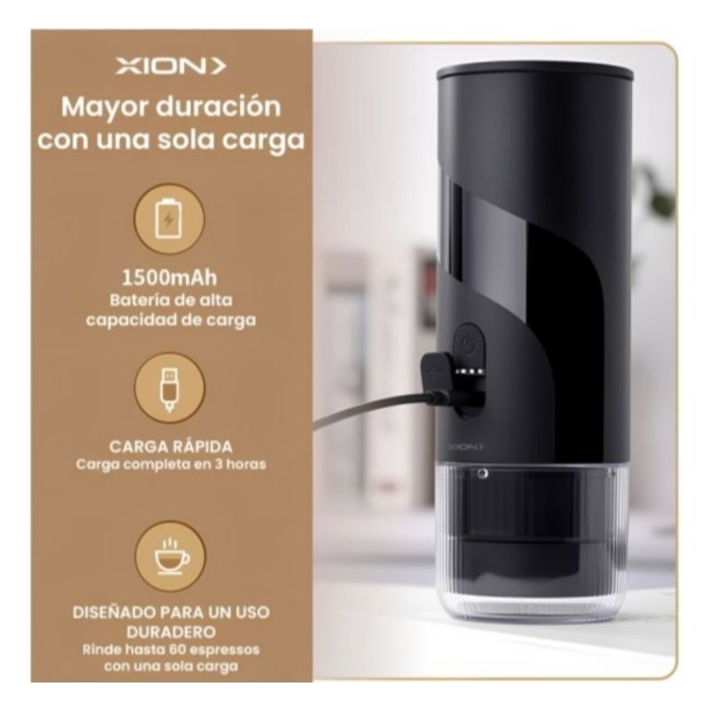 Cafeteira Espresso Portátil Recarregável USB-C 20 Bar | Para Cápsulas e Café Moído | Máquina de Café Compacta Viagem