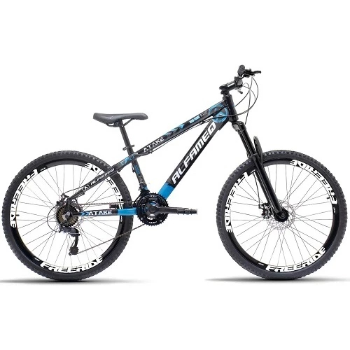 Bicicleta Aro 26 Alfameq Kit Atake 21v De Manobra E Grau Cor Preto/azul Tamanho Do Quadro 13