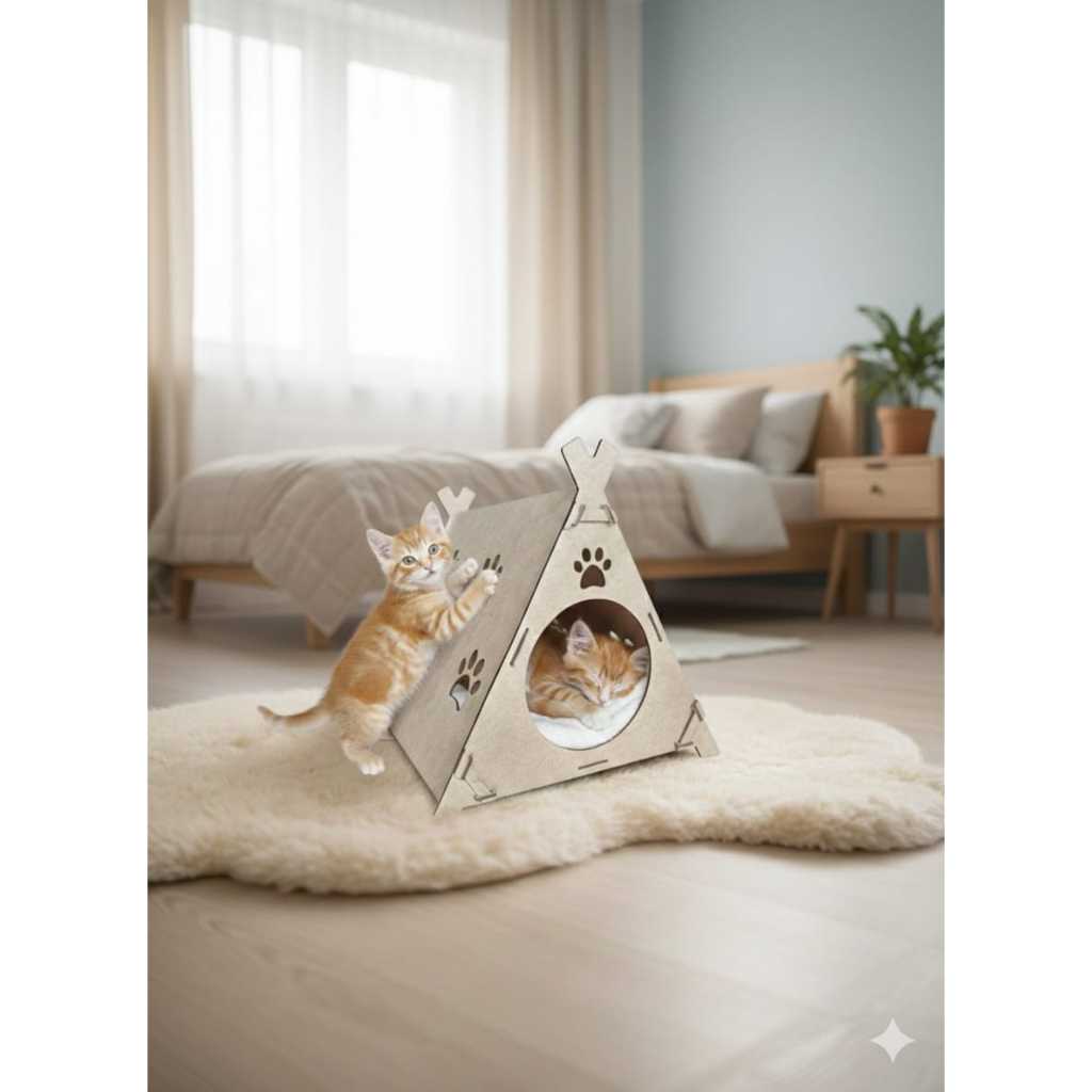 Cama Casa Para Gatos e animais de pequeno porte Toca Carpete 100% em MDF