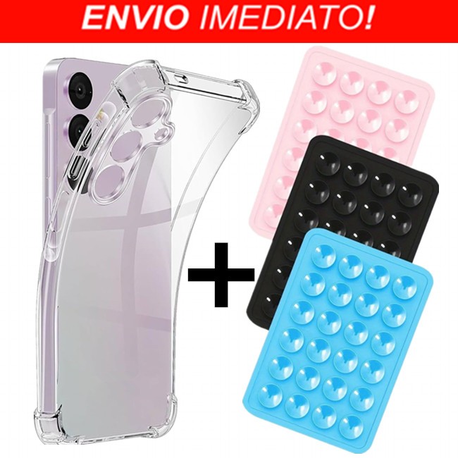 Capa Transparente TPU Anti Shock + Suporte Adesivo Ventosa silicone Para Samsung A04 A04S A04 CORE A04E A14 A24 A34 A54