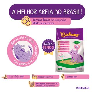 Areia Biodegradável Bichano Para Gatos Cat Grãos Finos 4kg Bio Milho e Mandioca Grão Fino Manada em Oferta na Shopee
