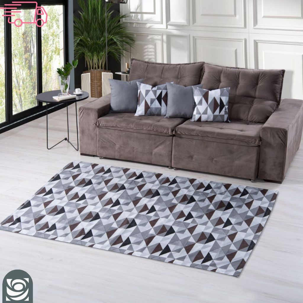 Kit Tapete Geometrico 1m / 2m Emborrachado PVC + 04 Capas Para Almofada Casa Decorada