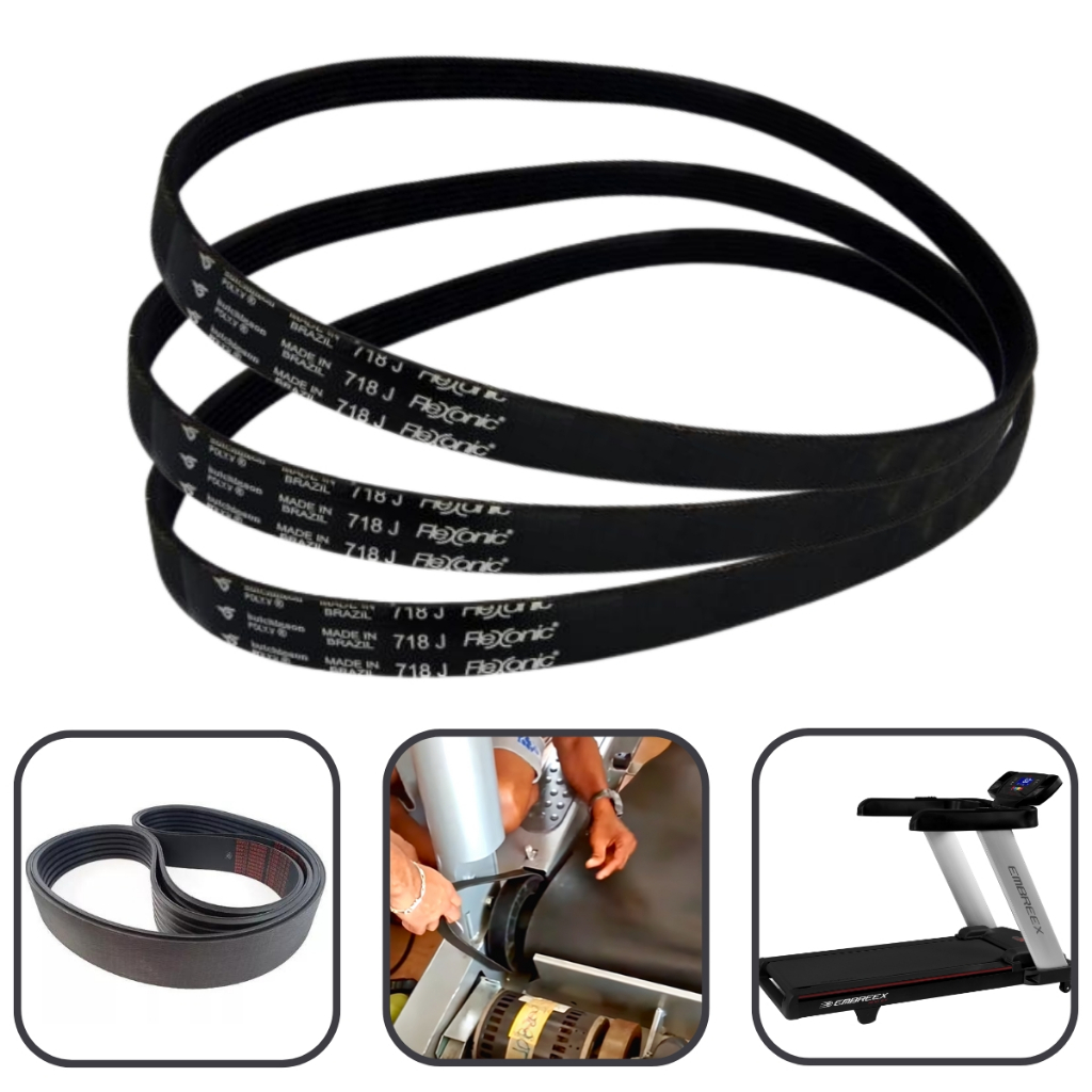 Correias Motor 6pj 718 Para Esteira Ergométrica Embreex Kit 3un