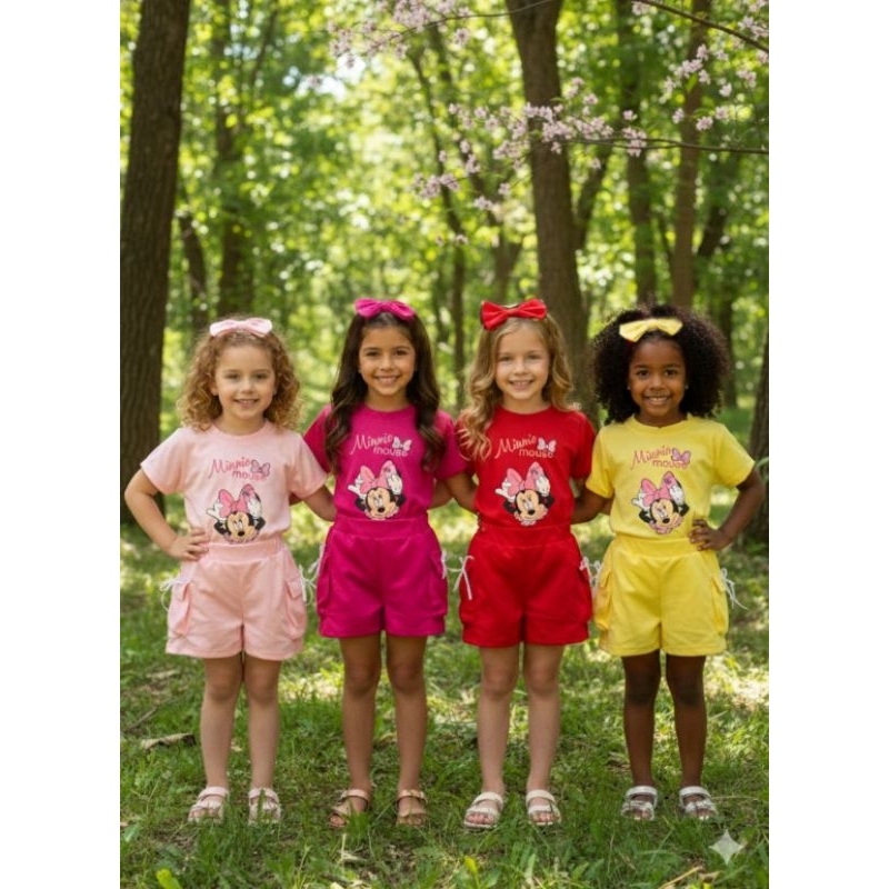conjunto infantil menina bloguerinha 3 peças minei bolso cargo