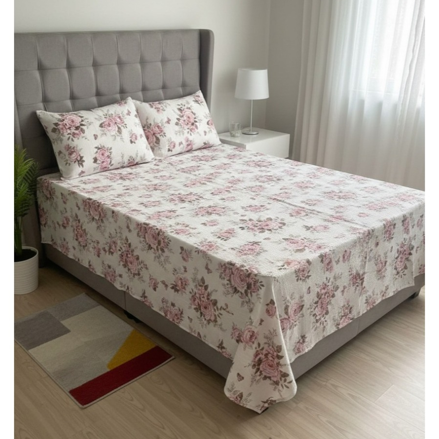 Kit Colcha Piquet Casal Box 2,20m x 2,50m com 2 Fronhas em Oferta na Shopee