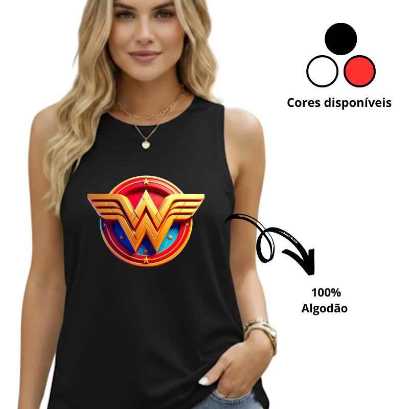 Regata Feminina Heroína Estampada Regata Fitness Casual Confortável Branco Preto Vermelho P ao G em Oferta na Shopee
