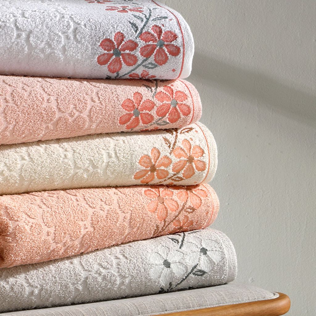 Toalha De Banho Floral Dohler 100% Algodão Jacquard Alta Gramatura 440g/m² Ótima Absorção Eva