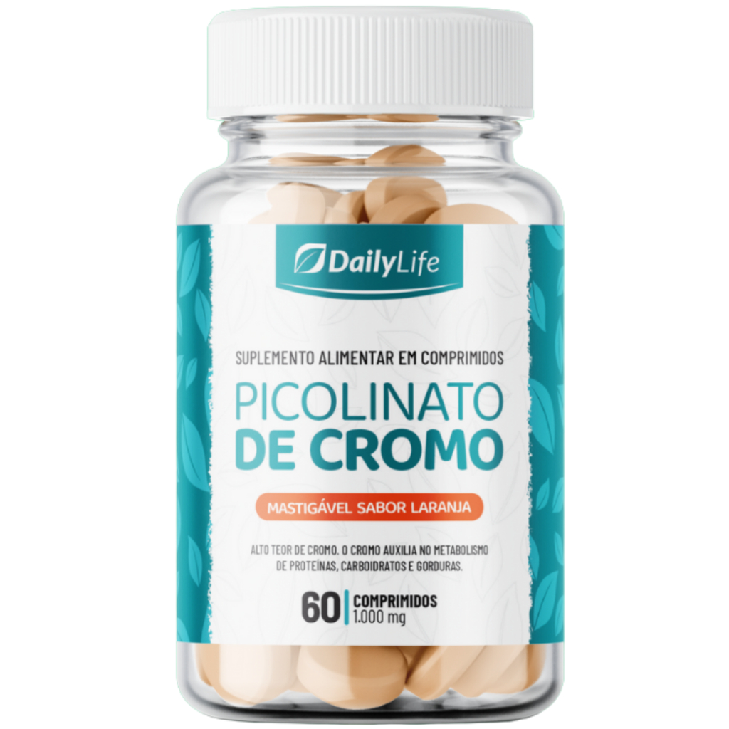 Suplemento de Picolinato de Cromo Mastigável - 60 Comprimidos 1000mg Sabor Laranja | DailyLife