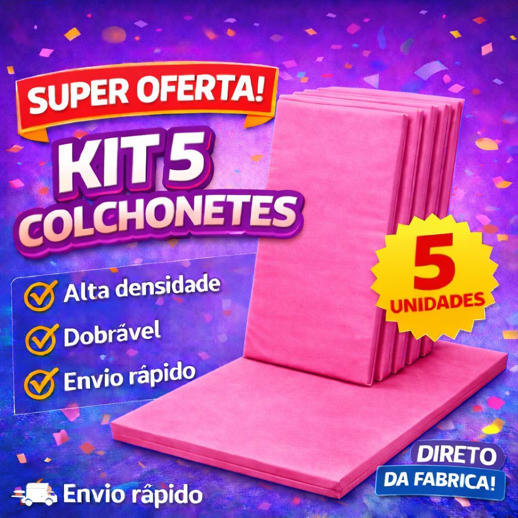 5 Colchonetes Rosa Pink Para Escolas E Creches  90x40x3 com Espuma Macia Impermeável Compacto D23 em Oferta na Shopee