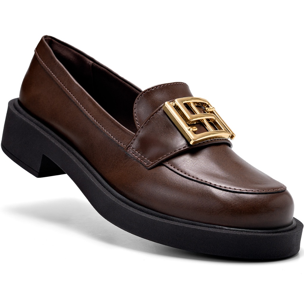 Mocassim Feminino Lumiss Bico Redondo Confortável Enfeite Metalizado Dourado em Oferta na Shopee