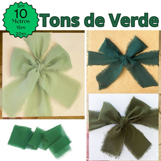10m Fita Chiffon Verde Artesanal Rústica Desfiada para casamentos, caixas padrinhos, festas em Oferta na Shopee