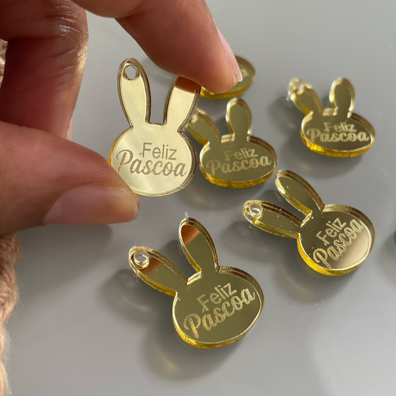 KIT TAG Páscoa Coelhinho - Aplique Etiqueta Tag Acrílica