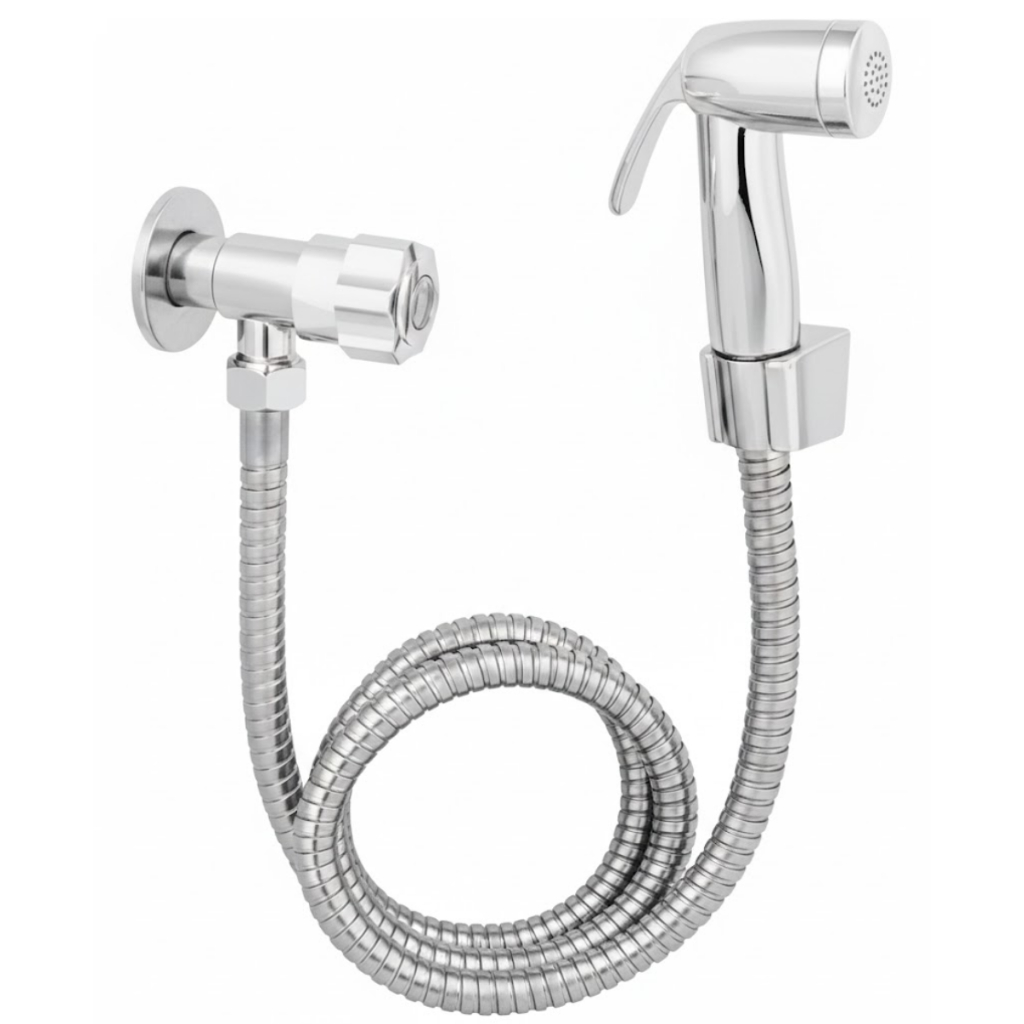 Ducha Higiênica Banheiro Kit Completo Cromado Luxo 1/4 Volta Mangueira 1,20M Chuveirinho Privada