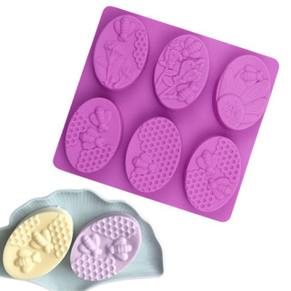 Molde de Silicone Sabonete Artesanal 80g Favo Abelha Mel Saboaria Forma Sabão Resina 6 cavidades