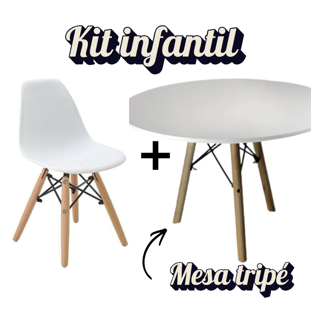 Kit Mesa e Cadeira Infantil Eiffel – Branco | Moderno, Funcional e Elegante