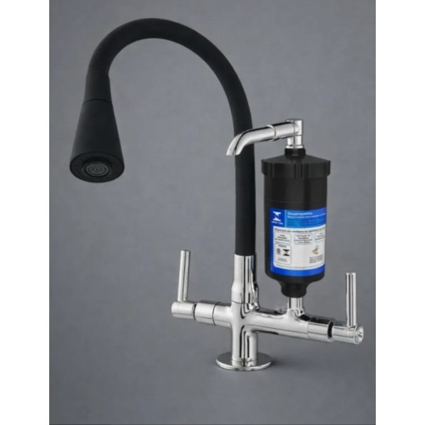 TORNEIRA COZINHA  GOURMET TUBO FLEXÍVEL COM FILTRO DULPO JATO COR PRETO BANCADA