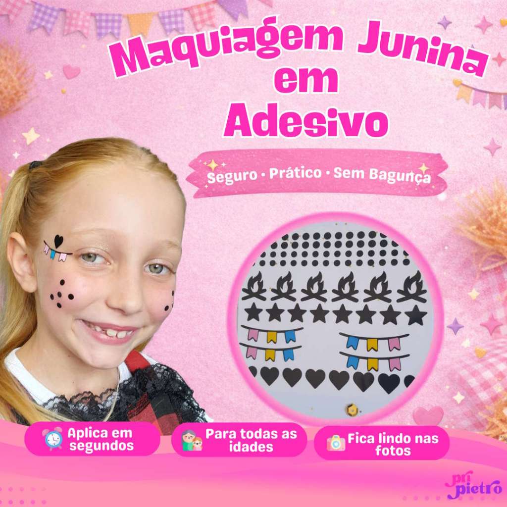 Maquiagem Junina em Adesivo para Criança e Adultos