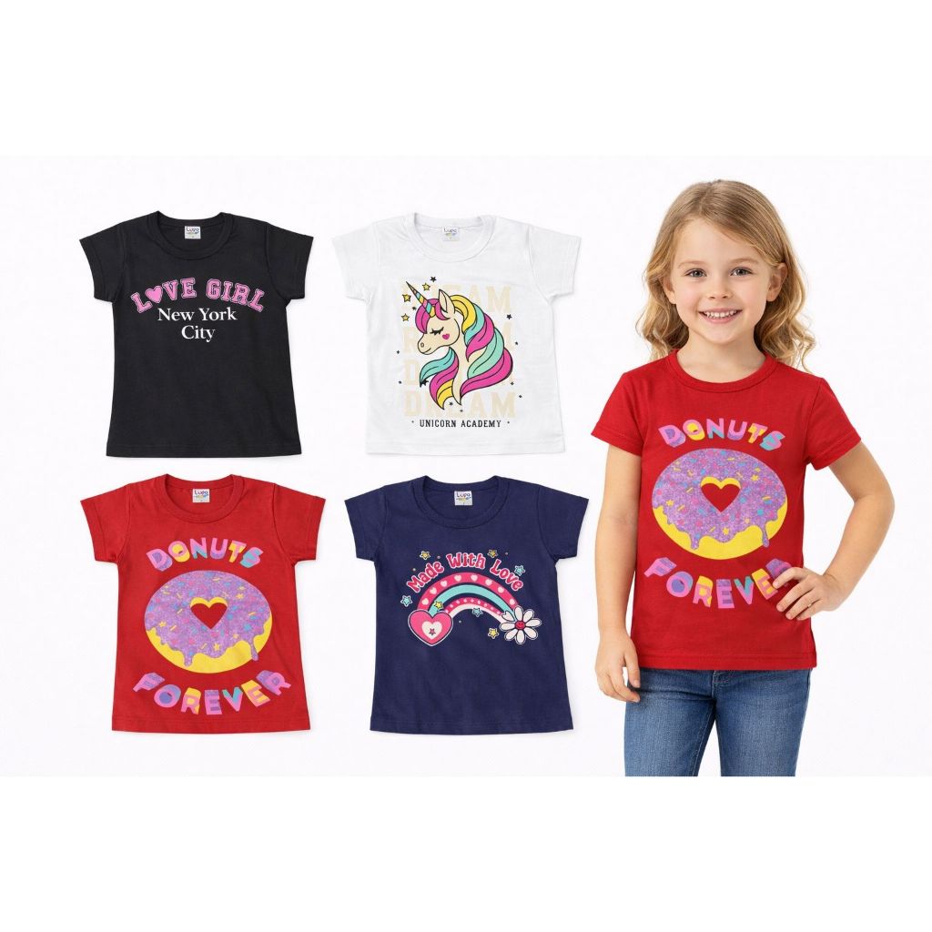 Kit 3 Camisetas Infantil Menina 4 a 10 anos - Roupa Infantil Menina