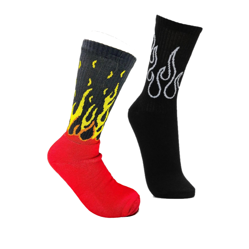 Kit  Meias estampa de fogo Skate Hip Hop Meias Longas Criativas Divertidas (ENVIO IMEDIATO) em Oferta na Shopee