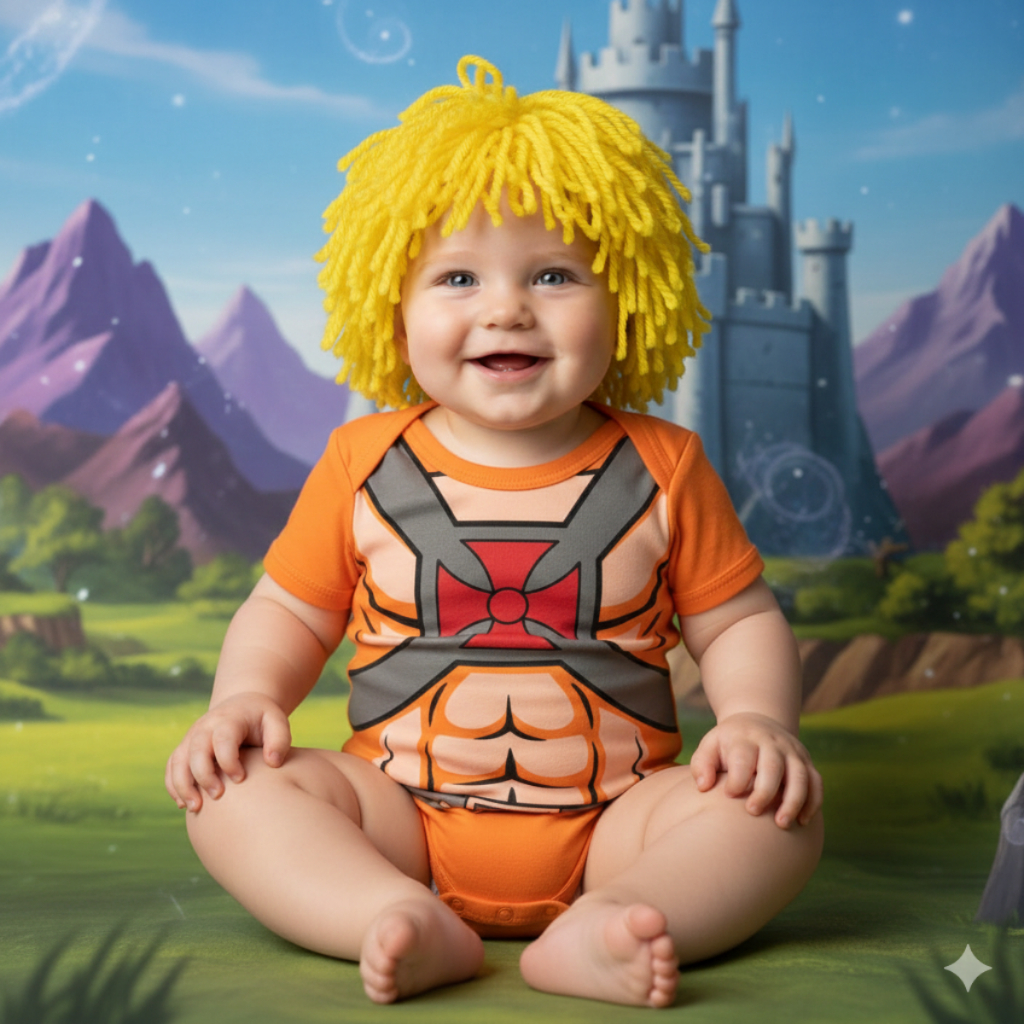 Body Bebê He Man Temático Mesversário Fantasia