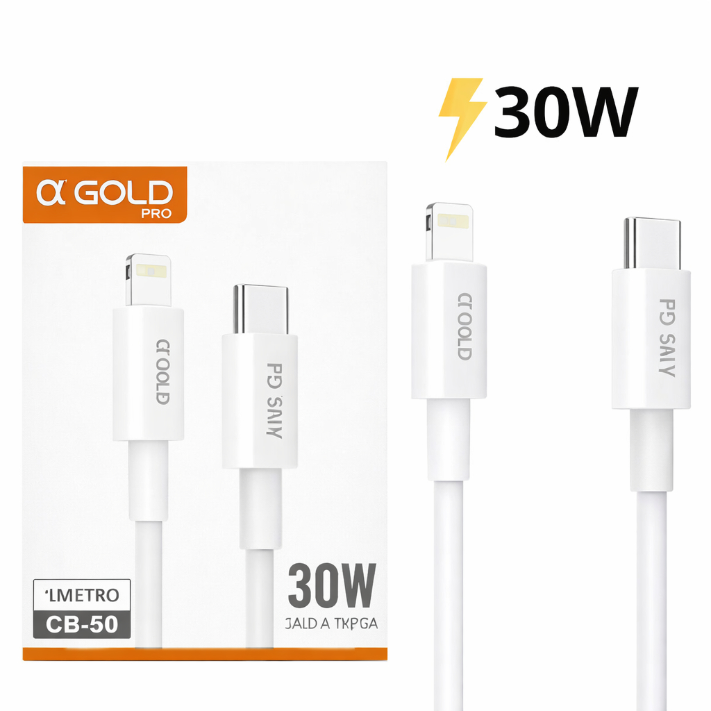 Cabo Tipo C Lightning Super Turbo 30W Para Iphone Agold Original 1 Metro em Oferta na Shopee
