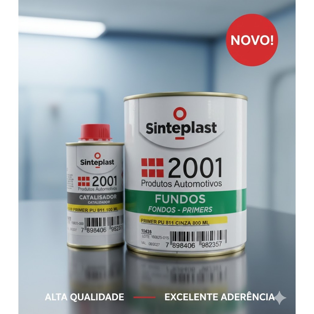 Primer PU 811 Cinza 800ml + Catalizador 100ml 2001 Produtos Automotivos
