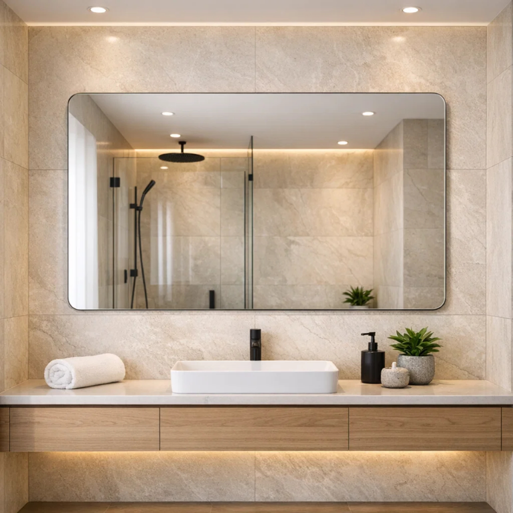 Espelho Grande Orgânico Polido 115x60cm sem Moldura Quarto Sala Hall Closet Lavabo em Oferta na Shopee