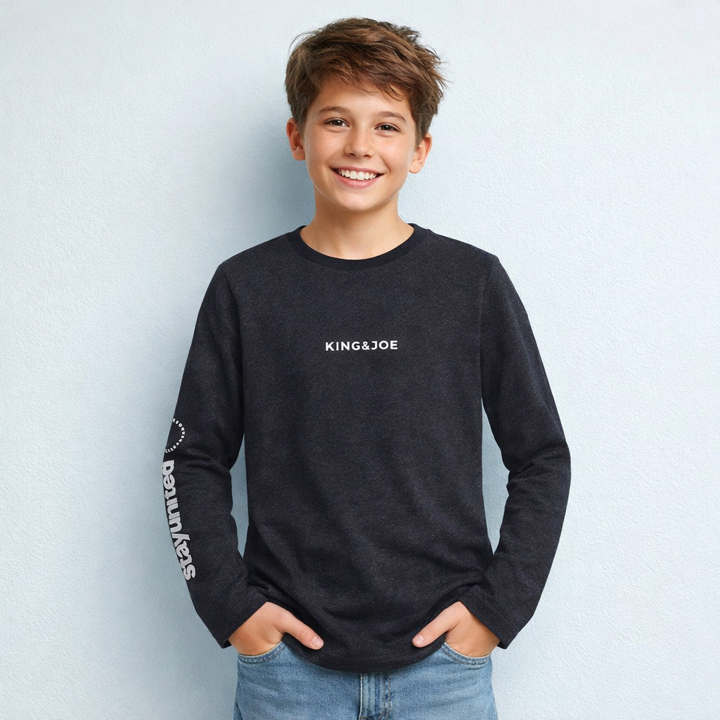 Blusa Infantil de Frio Manga Comprida Preta Malha Malhão Menino Inverno King&Joe