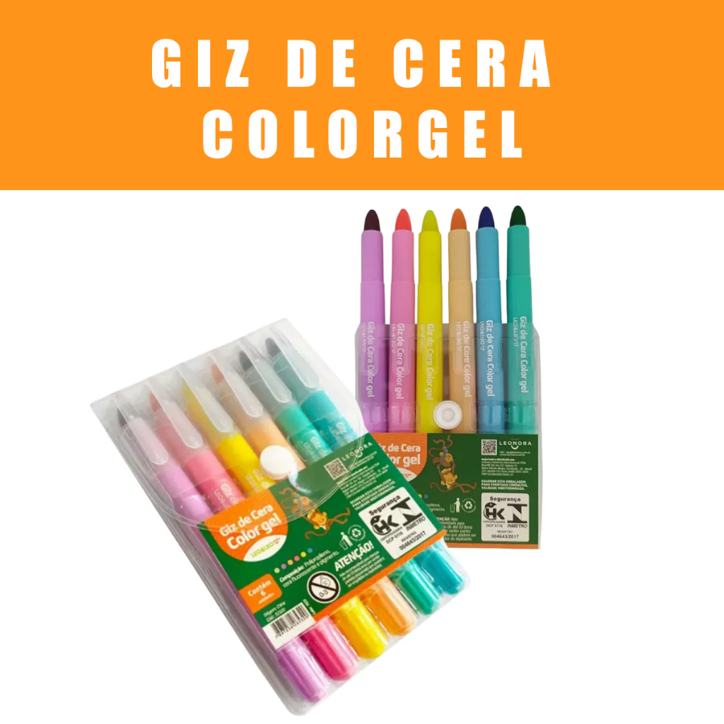 Giz De Cera Color Gel 6 Cores Leo&Leo Marca  Texto Ideal  Livros Bíblia  Material  Escolar Papelaria em Oferta na Shopee