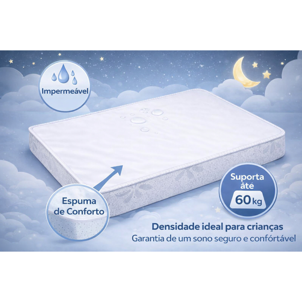 COLCHÃO MINI BERÇO E MOISÉS 90X60X9