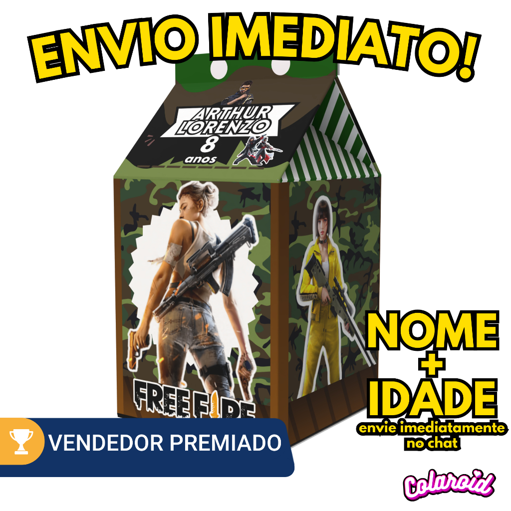Caixinha Milk Free Fire Camuflada para Festa Personalizada - Lembrancinha para Festa em Oferta na Shopee
