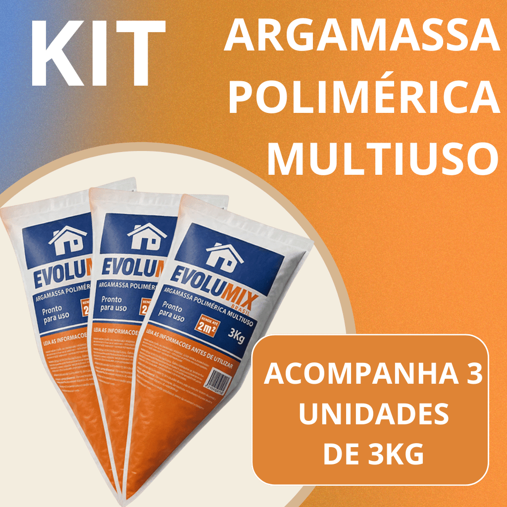 Kit 3x Argamassa Polimérica Evolumix Bisnaga 3kg Aplicação Fácil em Pisos e Paredes